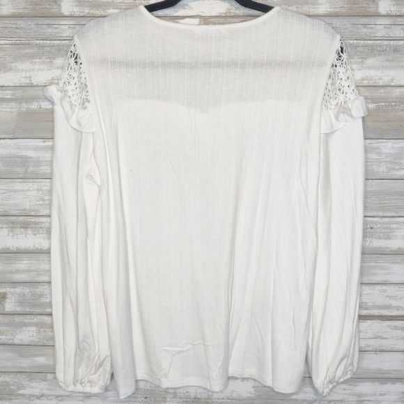 White Patchwork Lace Long Sleeve Top NEW - Picture 7 of 9